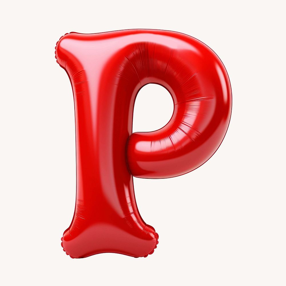 Letter P 3D red balloon alphabet illustration