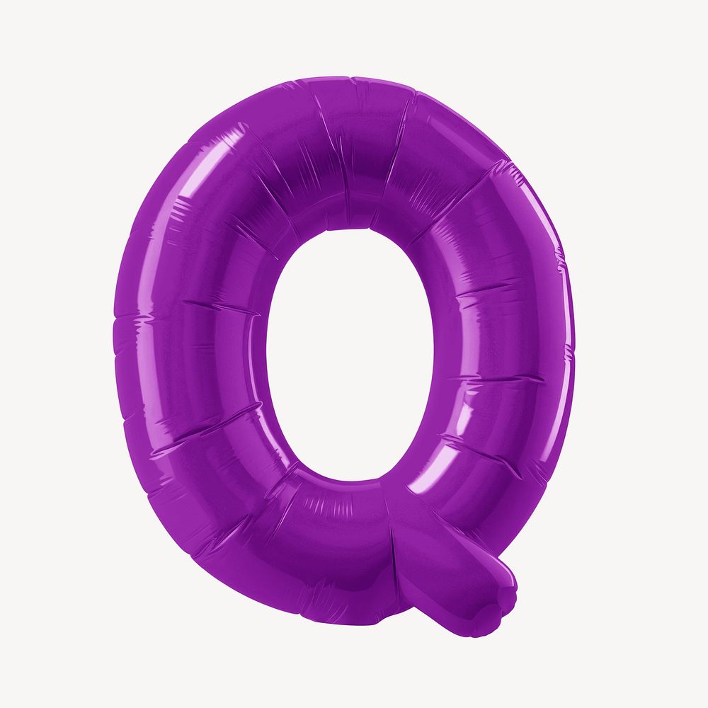 Letter Q 3D purple balloon alphabet illustration