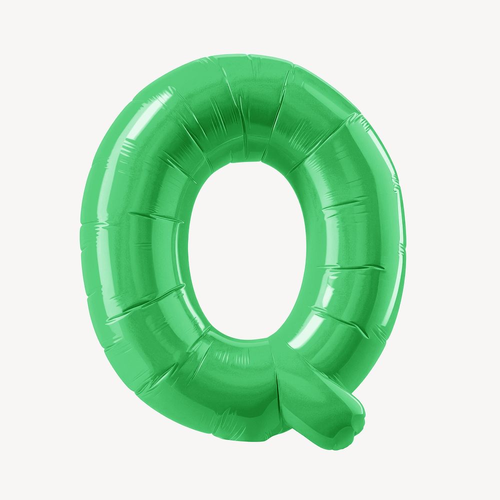 Letter Q 3D green balloon alphabet illustration