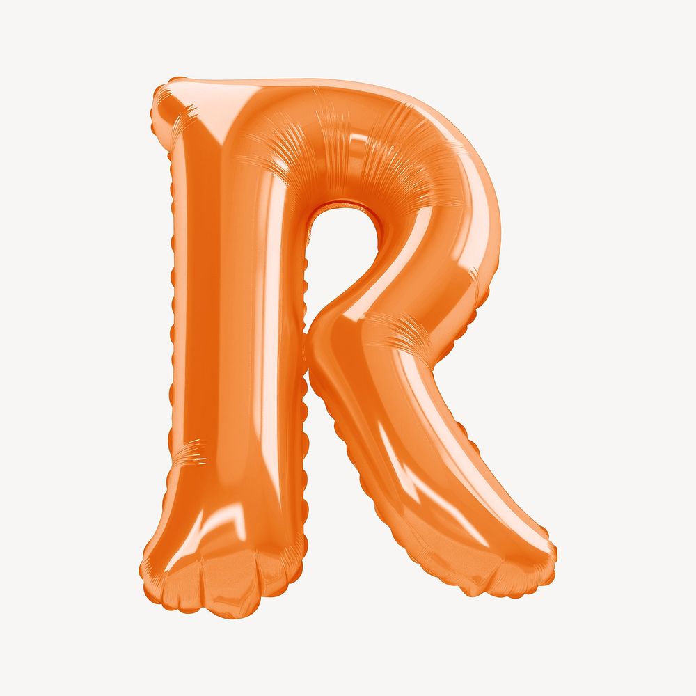 Letter R 3D orange balloon alphabet illustration