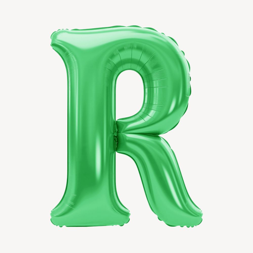 Letter R 3D green balloon alphabet illustration