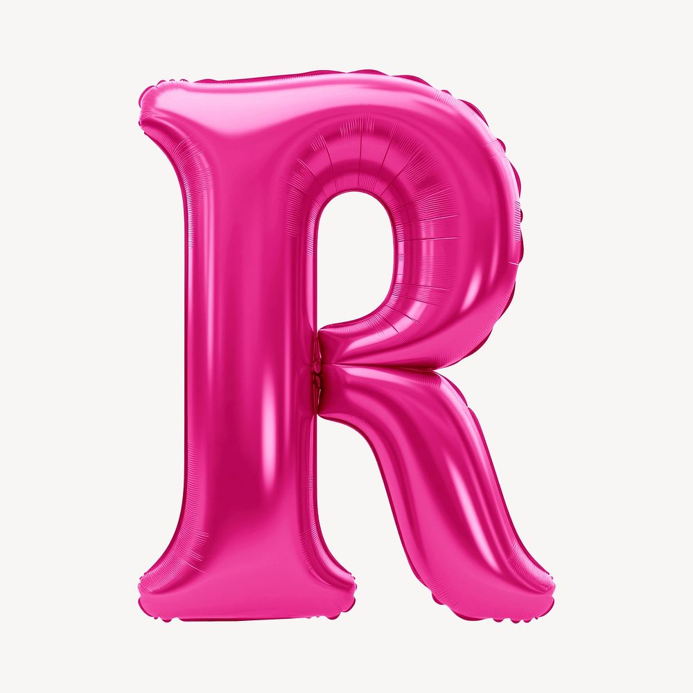Letter R 3D pink balloon alphabet illustration