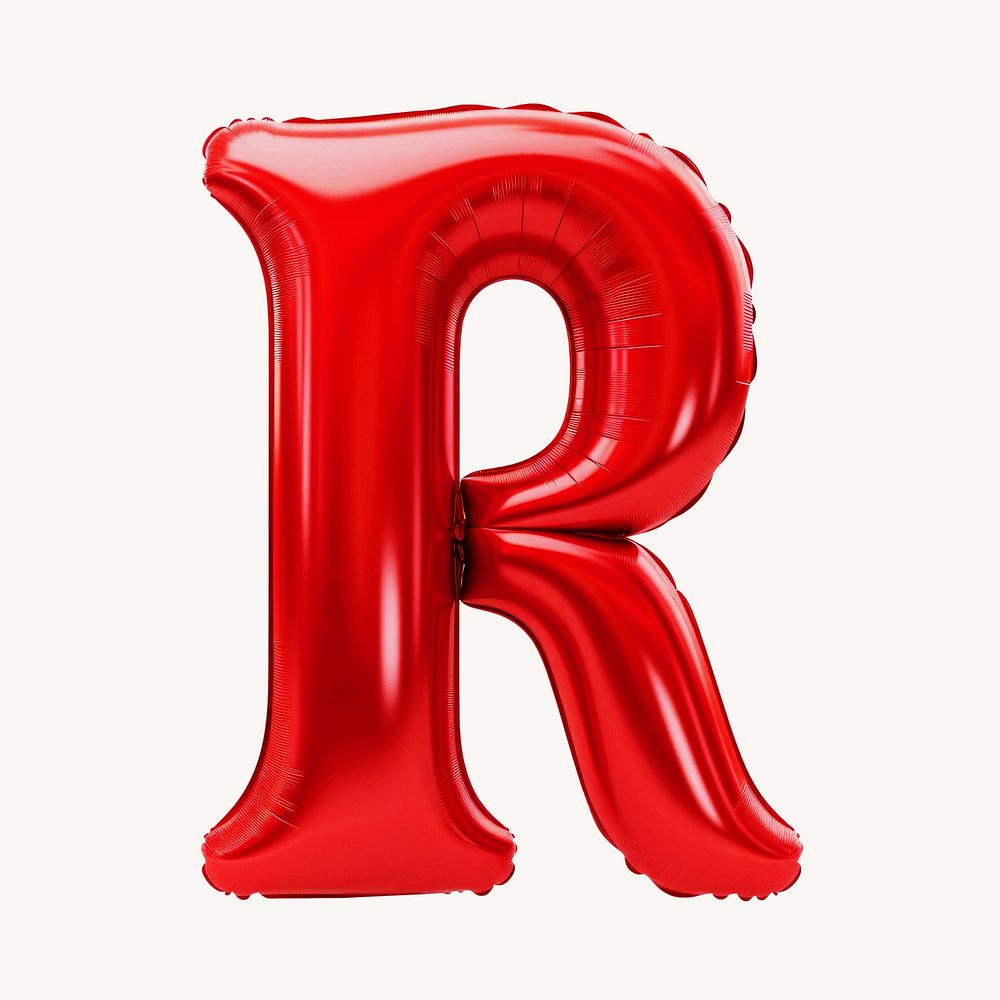 Letter R 3D red balloon alphabet illustration