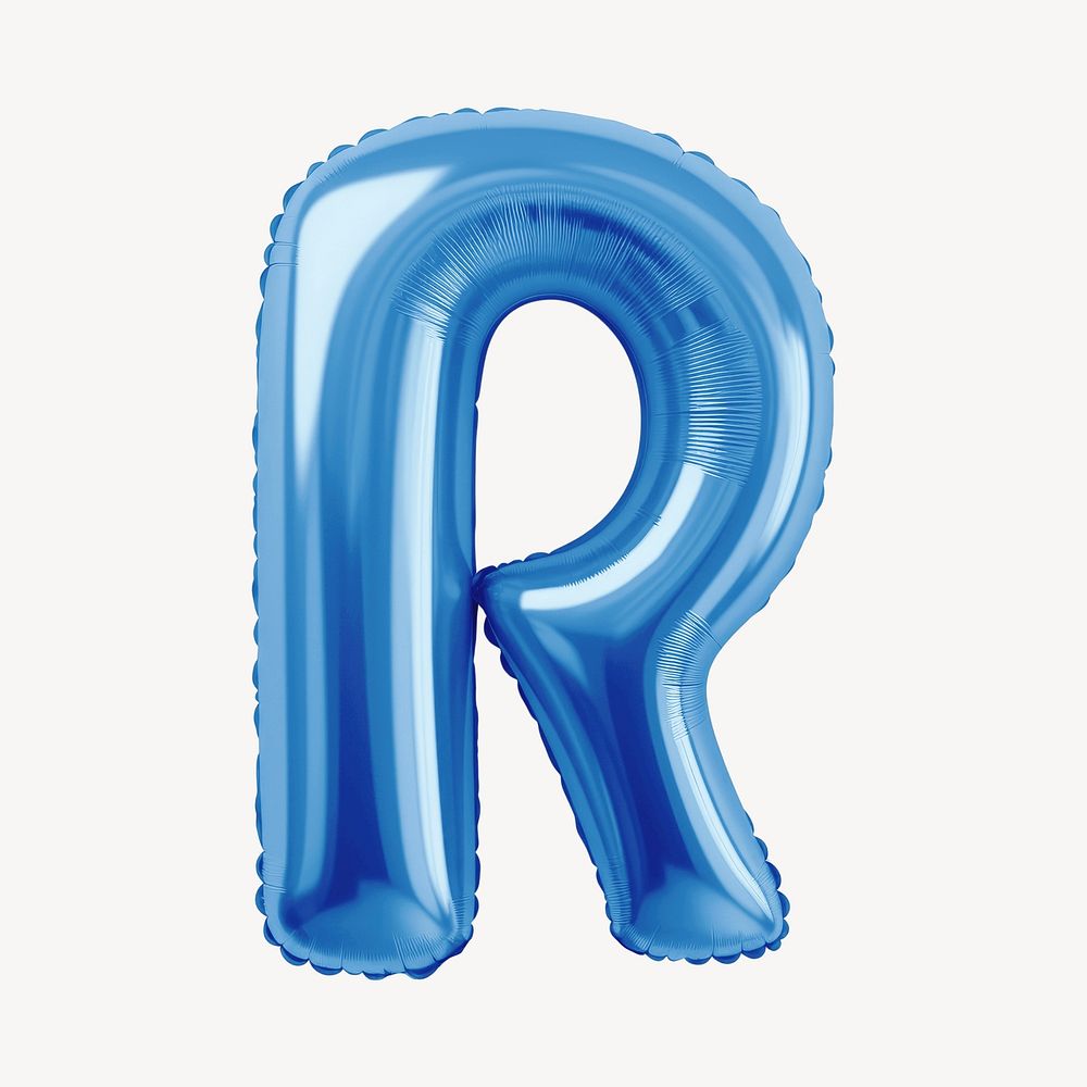 Letter R 3D blue balloon alphabet illustration