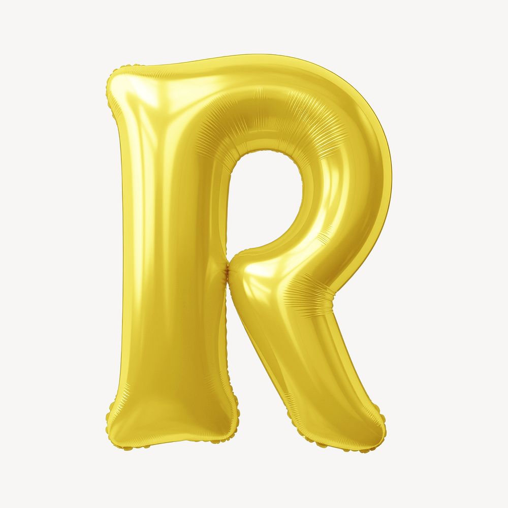 Letter R 3D yellow balloon alphabet illustration