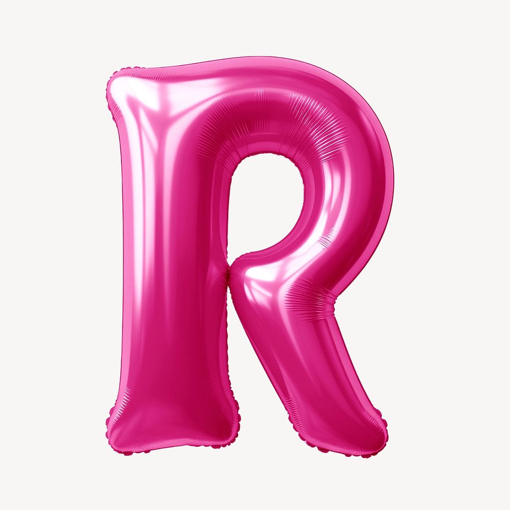 Letter R 3D pink balloon alphabet illustration