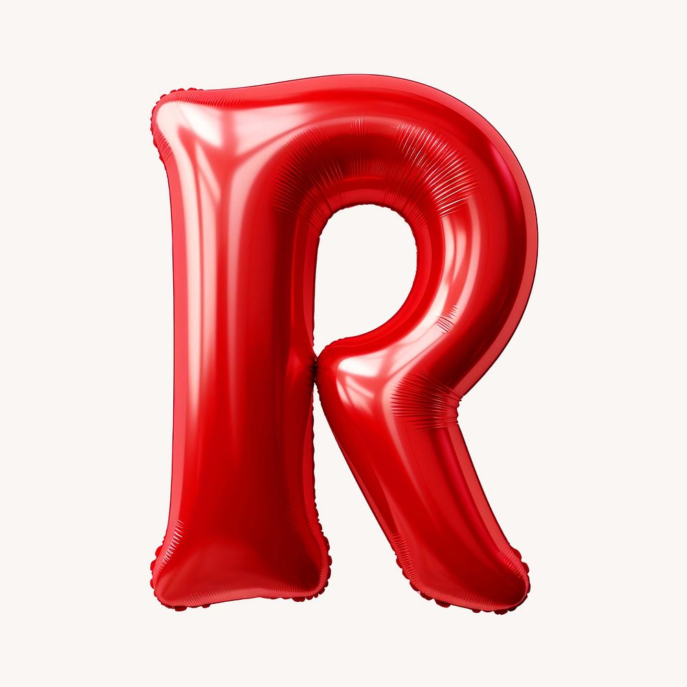 Letter R 3D red balloon alphabet illustration