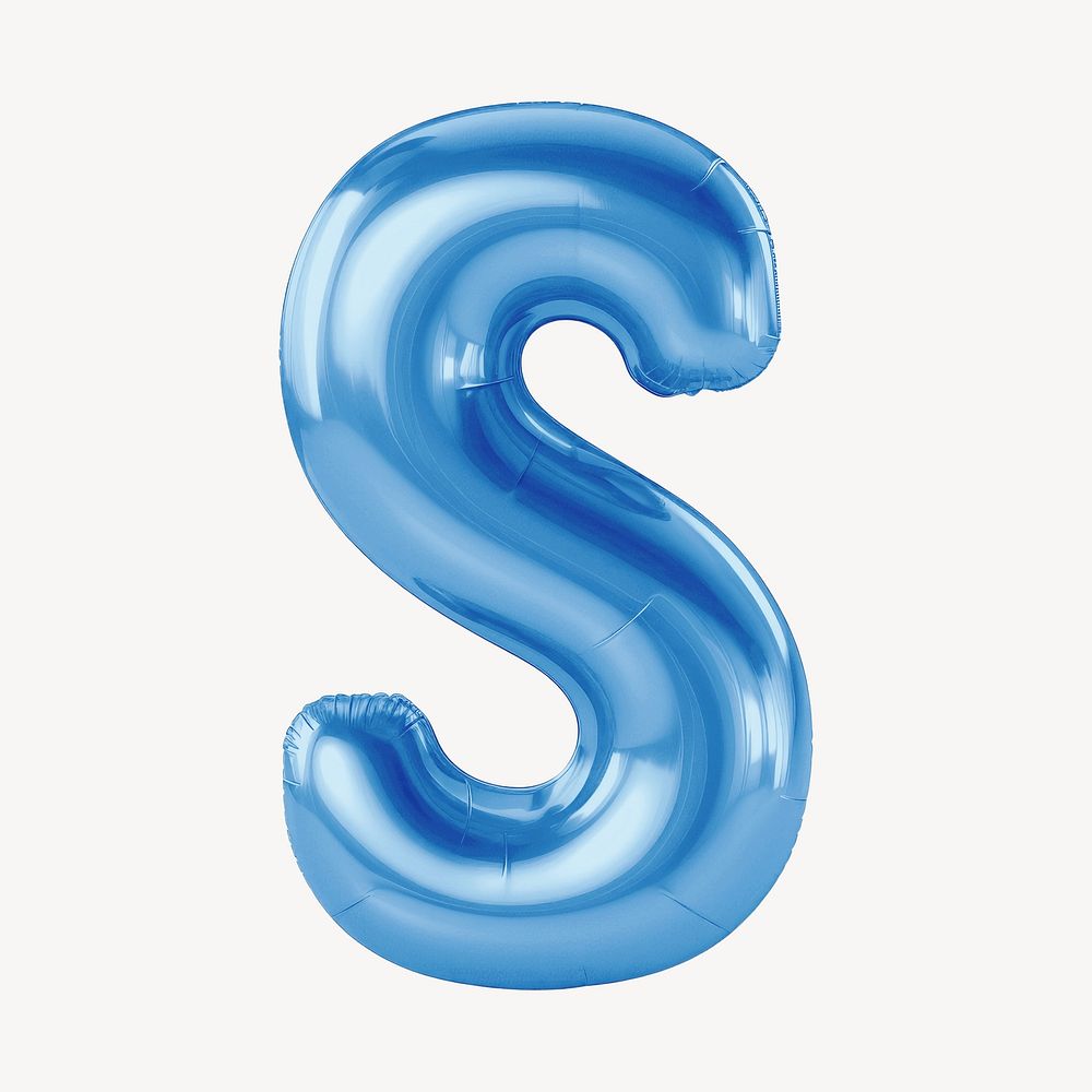 Letter S 3D blue balloon alphabet illustration