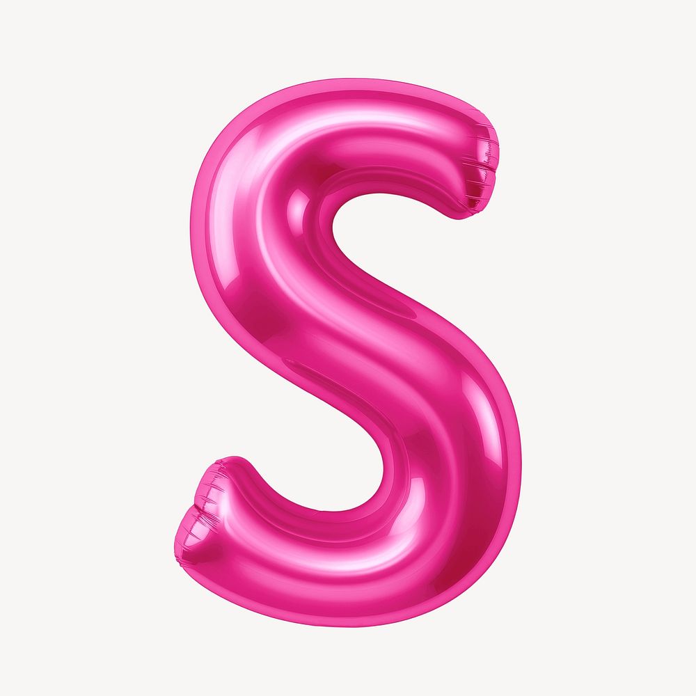 Letter S 3D pink balloon alphabet illustration