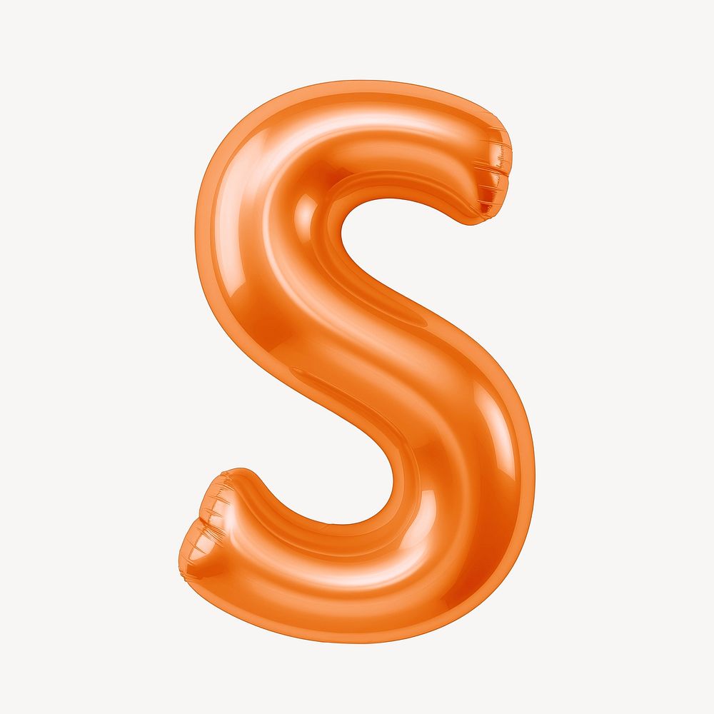 Letter S 3D orange balloon alphabet illustration