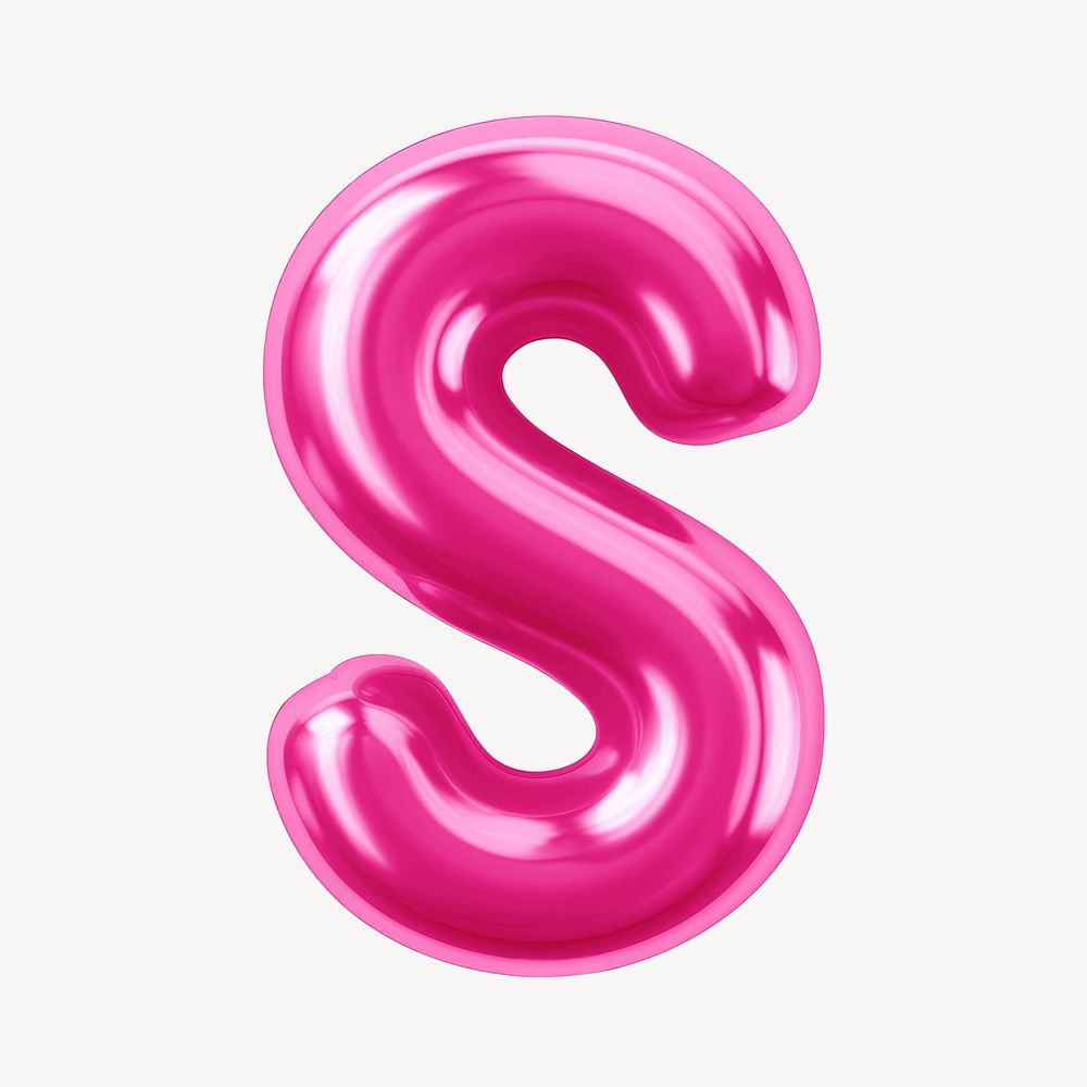 Letter S 3D pink balloon alphabet illustration