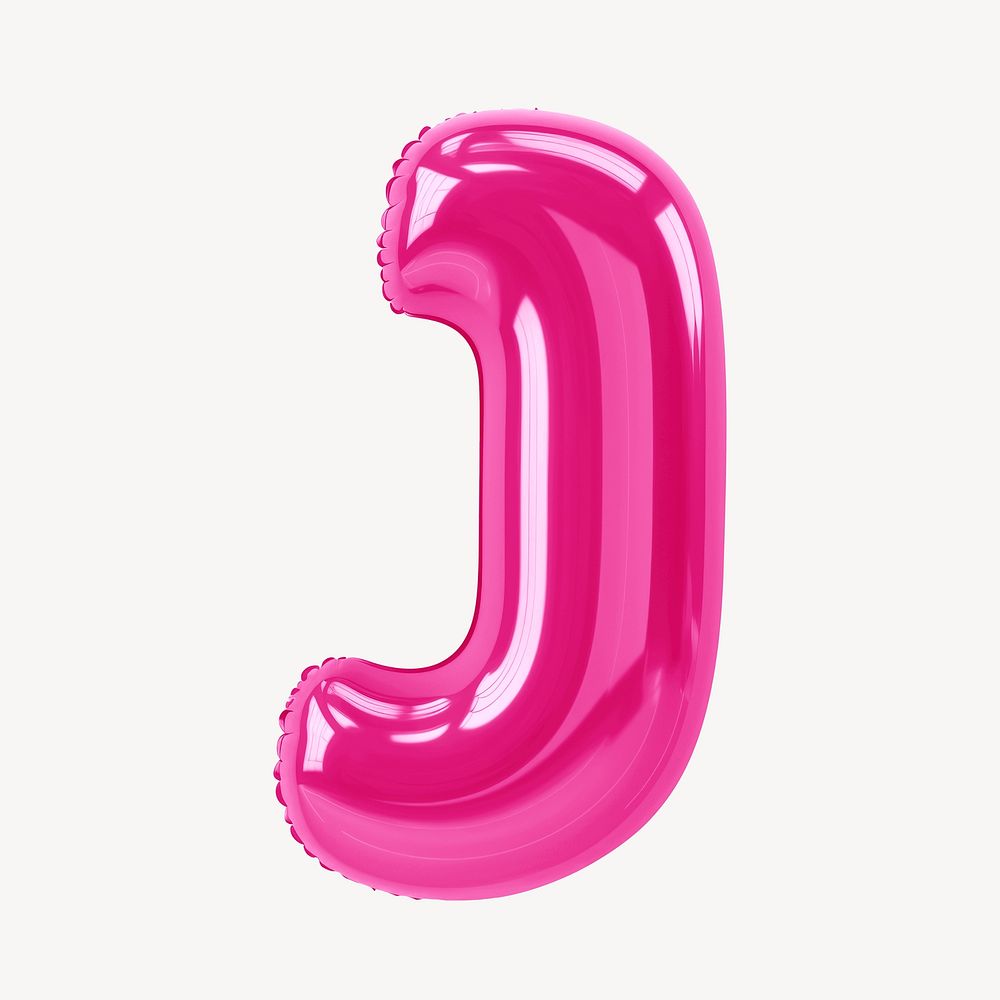 Letter J 3D pink balloon alphabet illustration