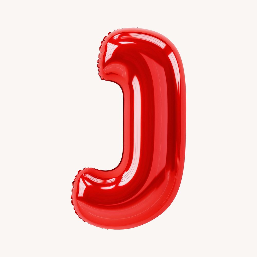 Letter J 3D red balloon alphabet illustration