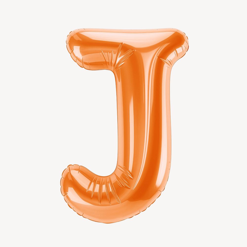 Letter J 3D orange balloon alphabet illustration