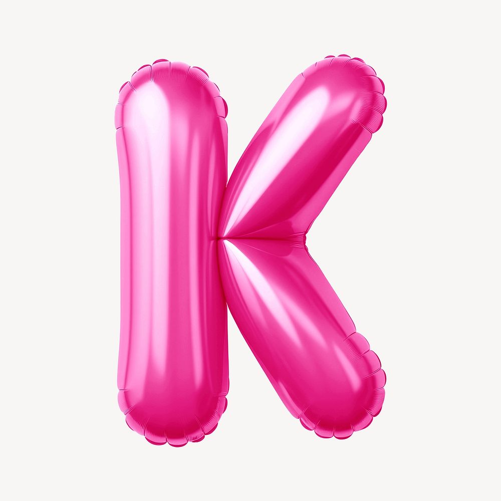 Letter K 3D pink balloon alphabet illustration