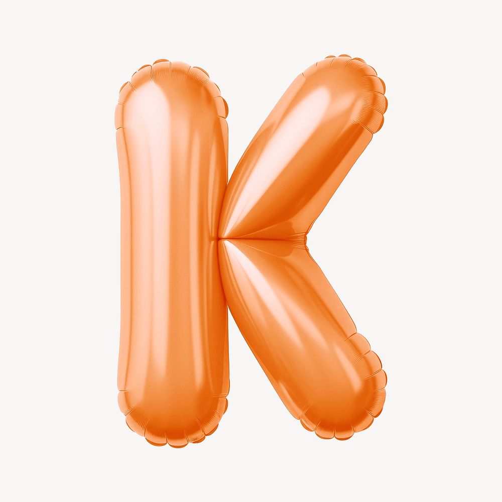 Letter K 3D orange balloon alphabet illustration