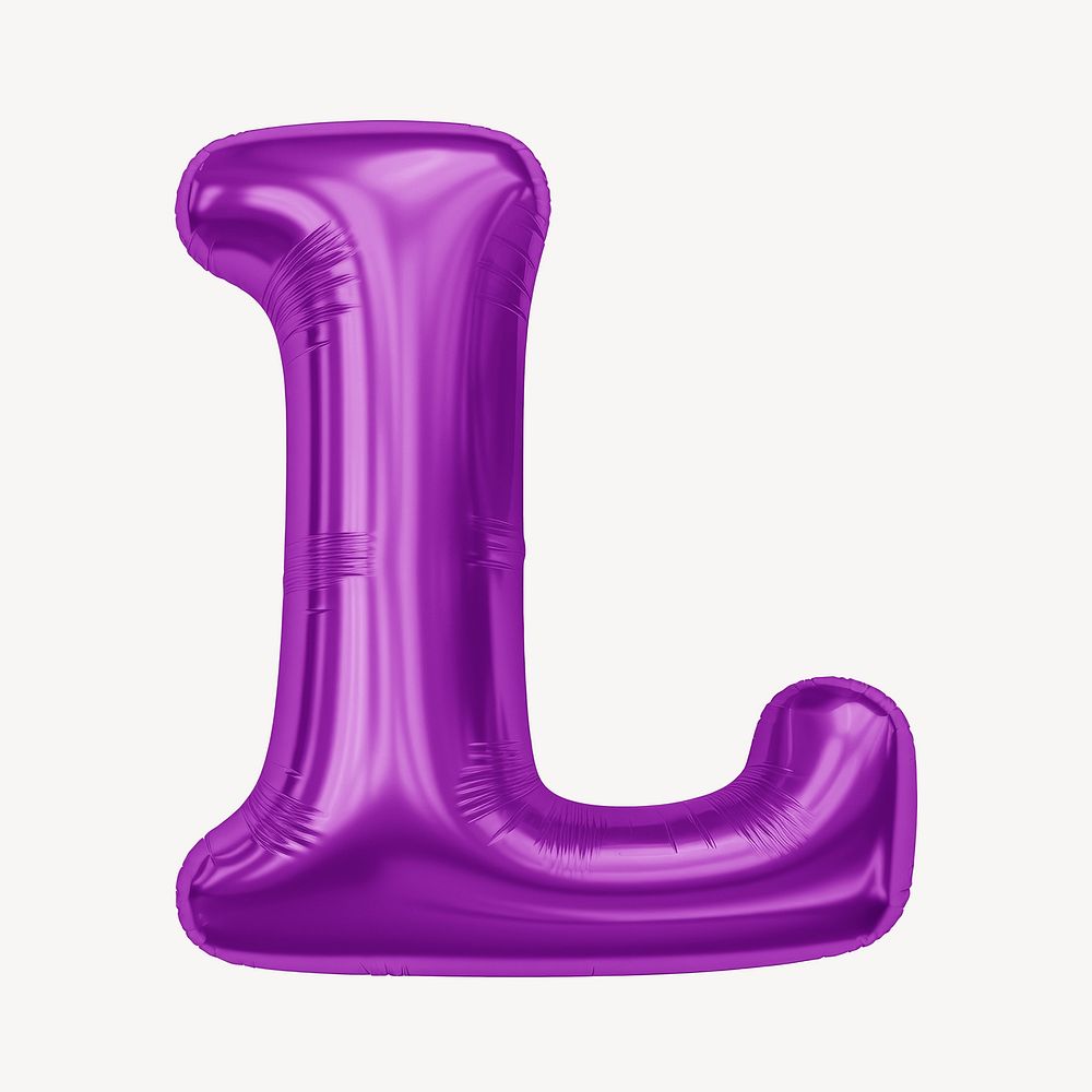 Letter L 3D purple balloon alphabet illustration