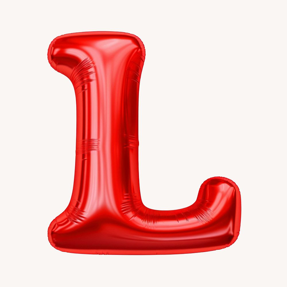 Letter L 3D red balloon alphabet illustration