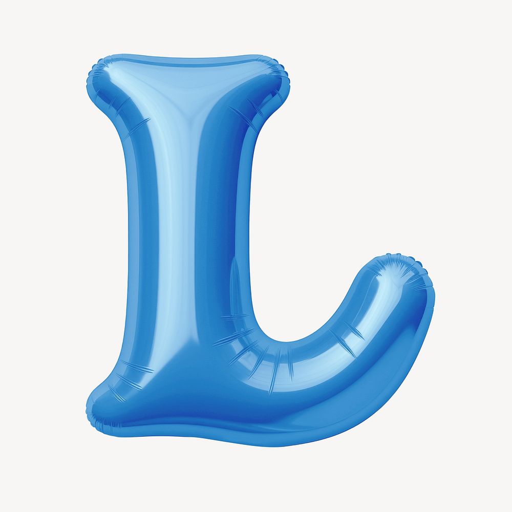 Letter L 3D blue balloon alphabet illustration