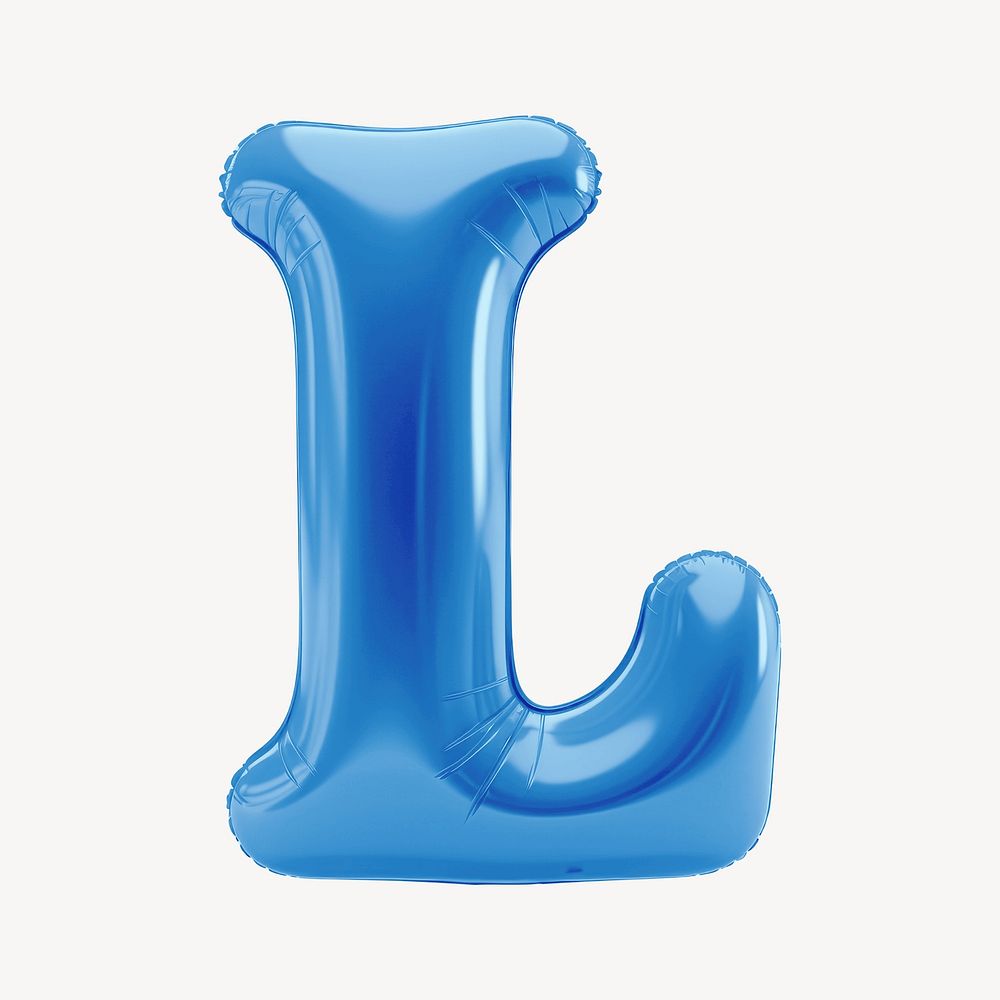 Letter L 3D blue balloon alphabet illustration