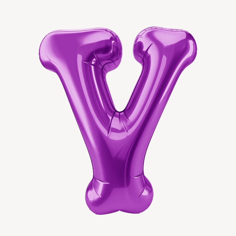 Letter Y 3D purple balloon alphabet illustration