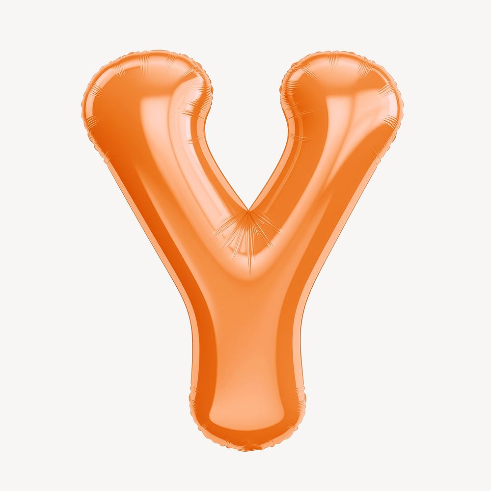 Letter Y 3D orange balloon alphabet illustration