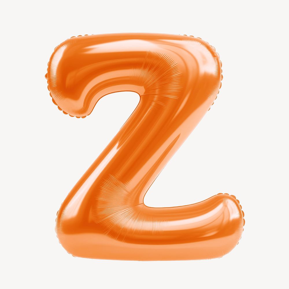 Letter Z 3D orange balloon alphabet illustration