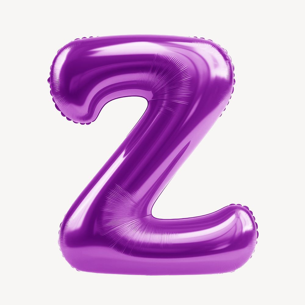 Letter Z 3D purple balloon alphabet illustration