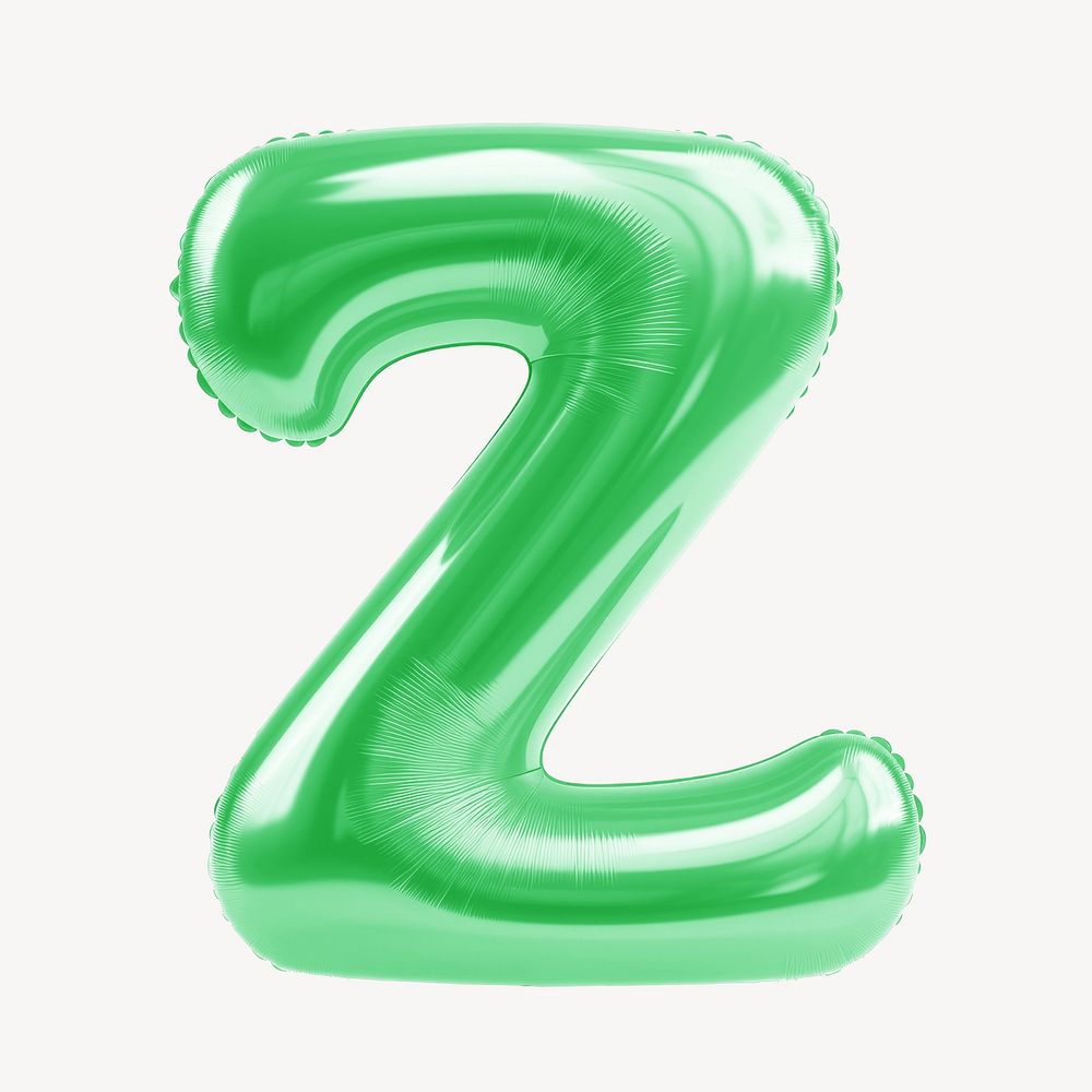 Letter Z 3D green balloon alphabet illustration