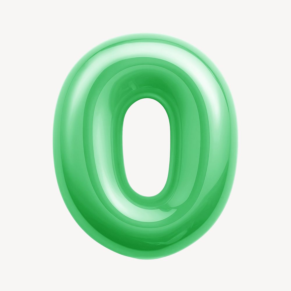 Number zero green  3D balloon illustration