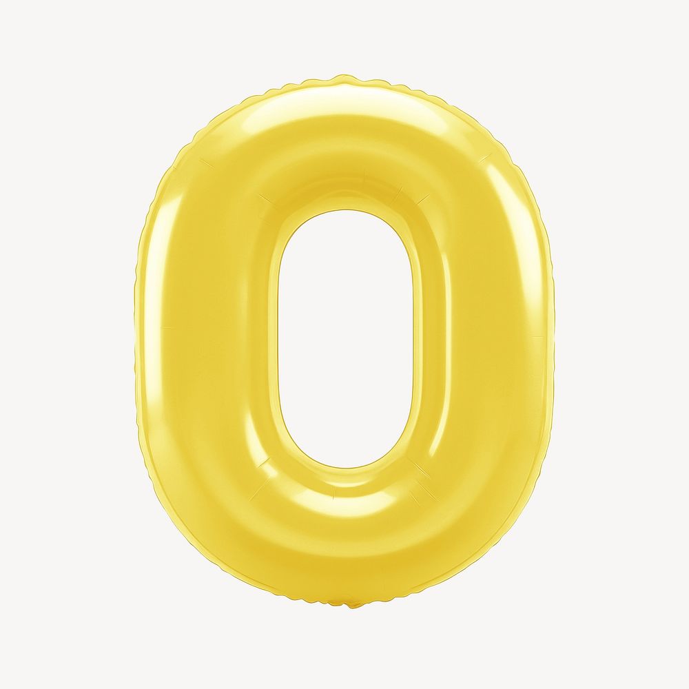 Number zero yellow  3D balloon illustration