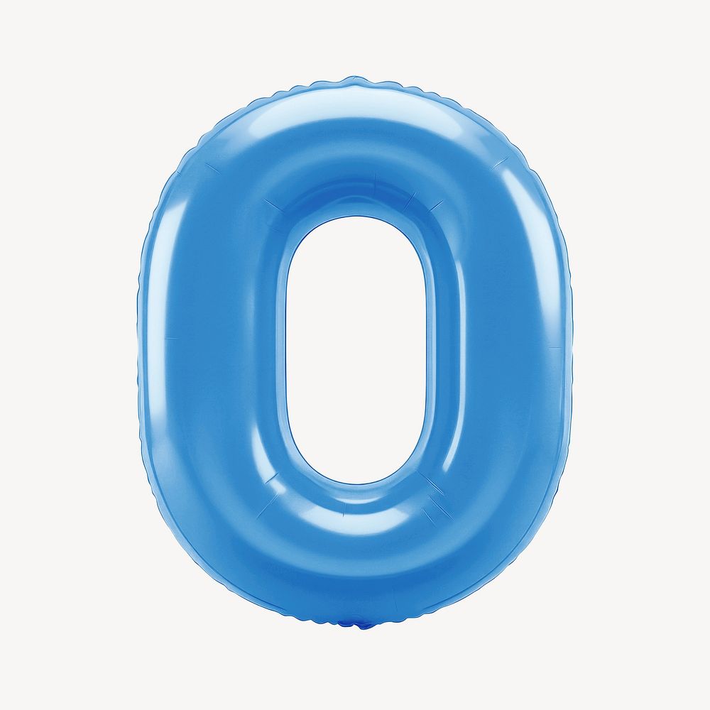Number zero blue  3D balloon illustration
