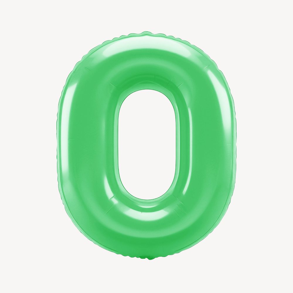 Number 0 green  3D balloon illustration