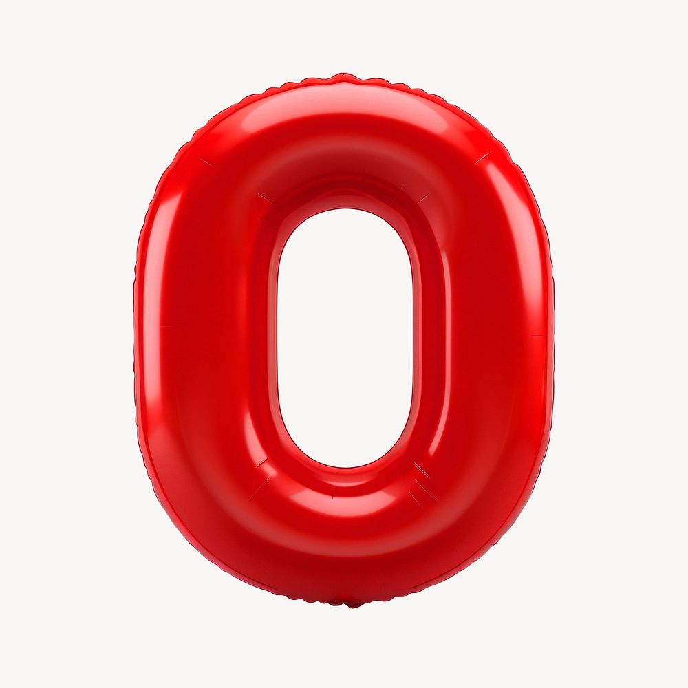 Number zero red  3D balloon illustration