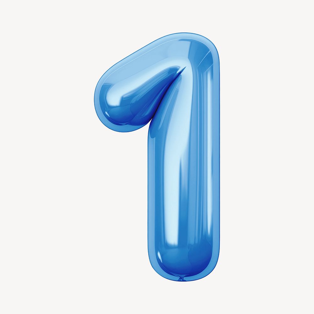 Number one blue  3D balloon illustration