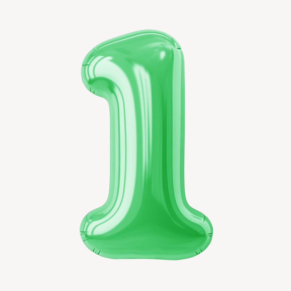 Number 1 green  3D balloon illustration