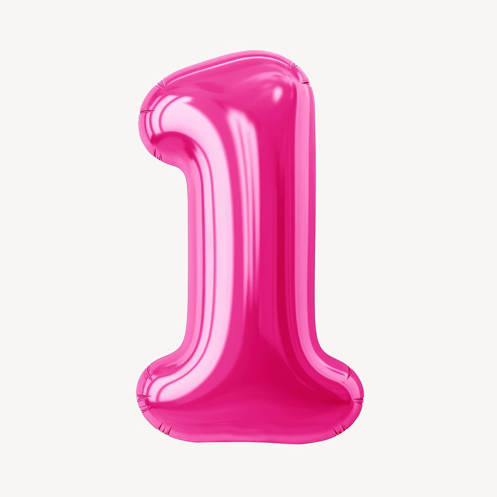 Number 1 pink  3D balloon illustration