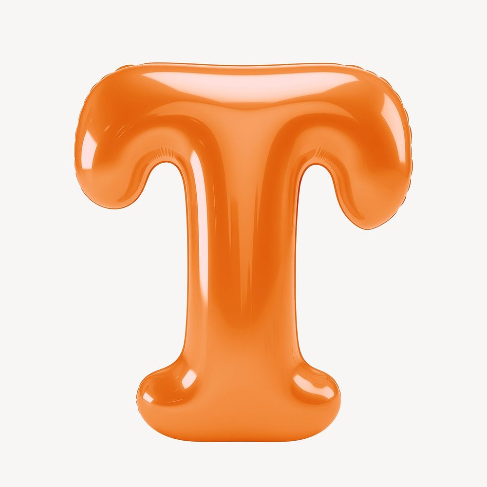 Letter T 3D orange balloon alphabet illustration