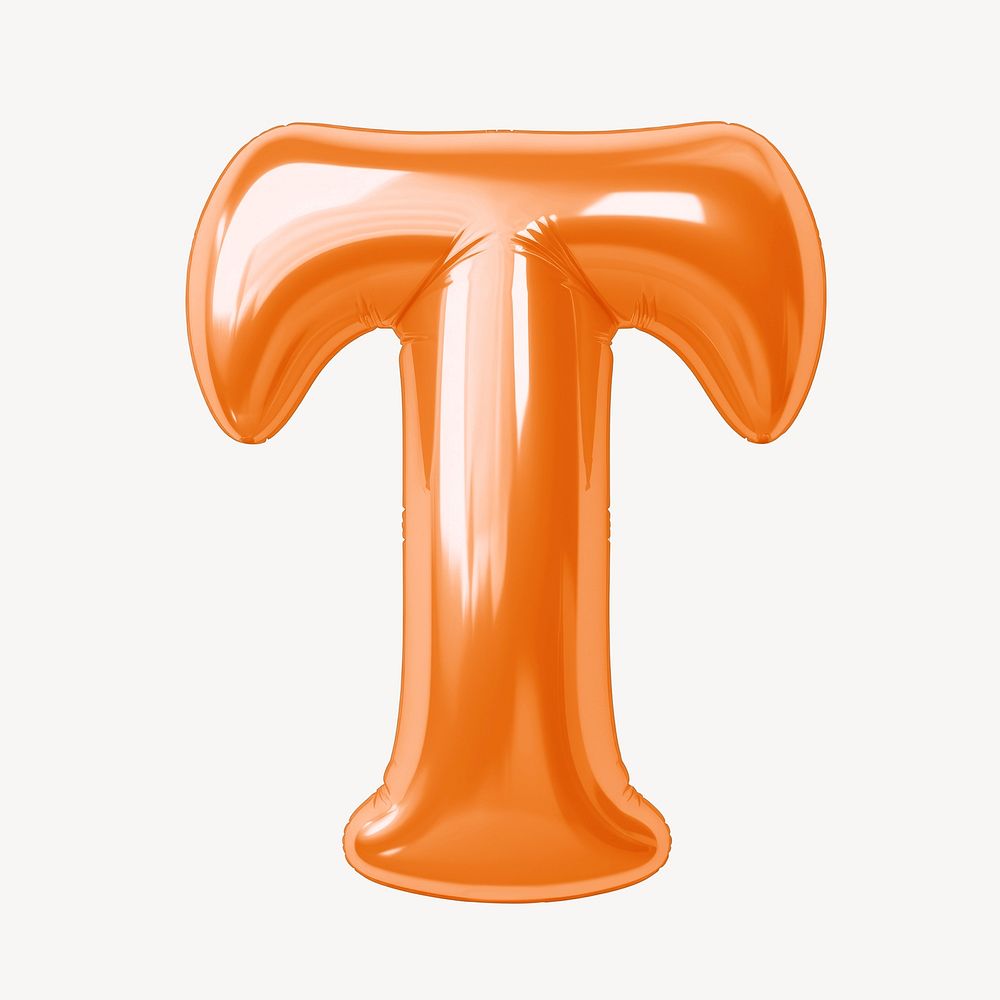 Letter T 3D orange balloon alphabet illustration