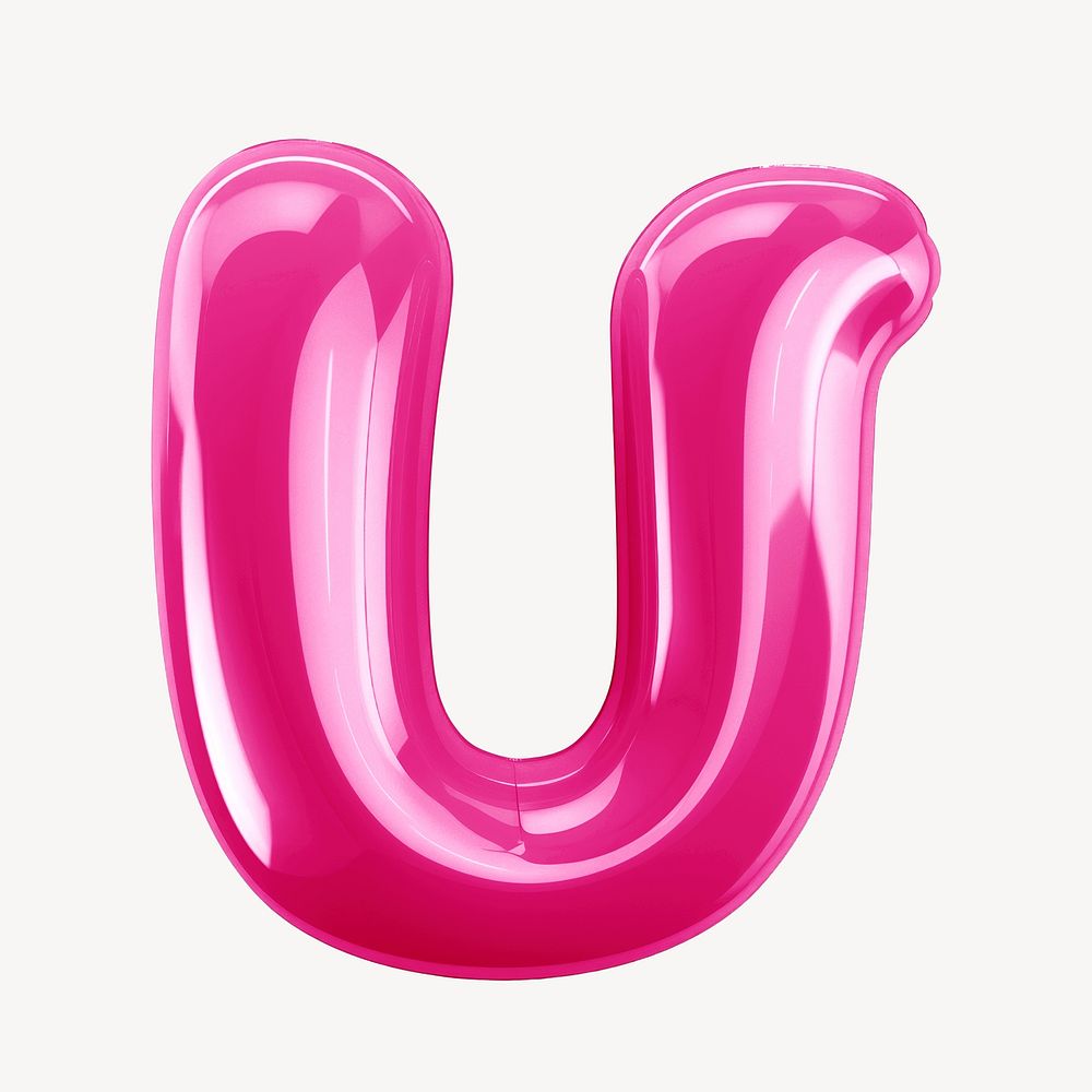 Letter U 3D pink balloon alphabet illustration