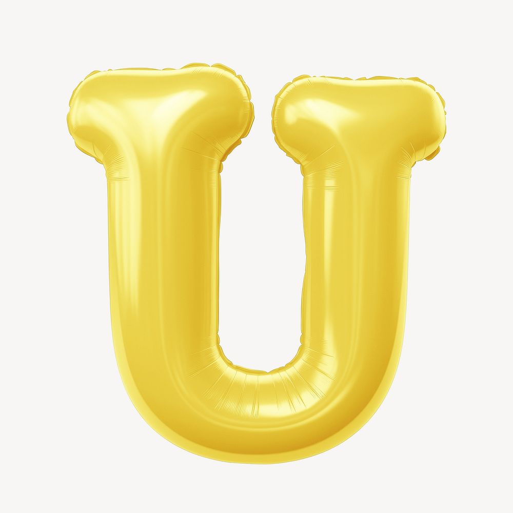 Letter U 3D yellow balloon alphabet illustration