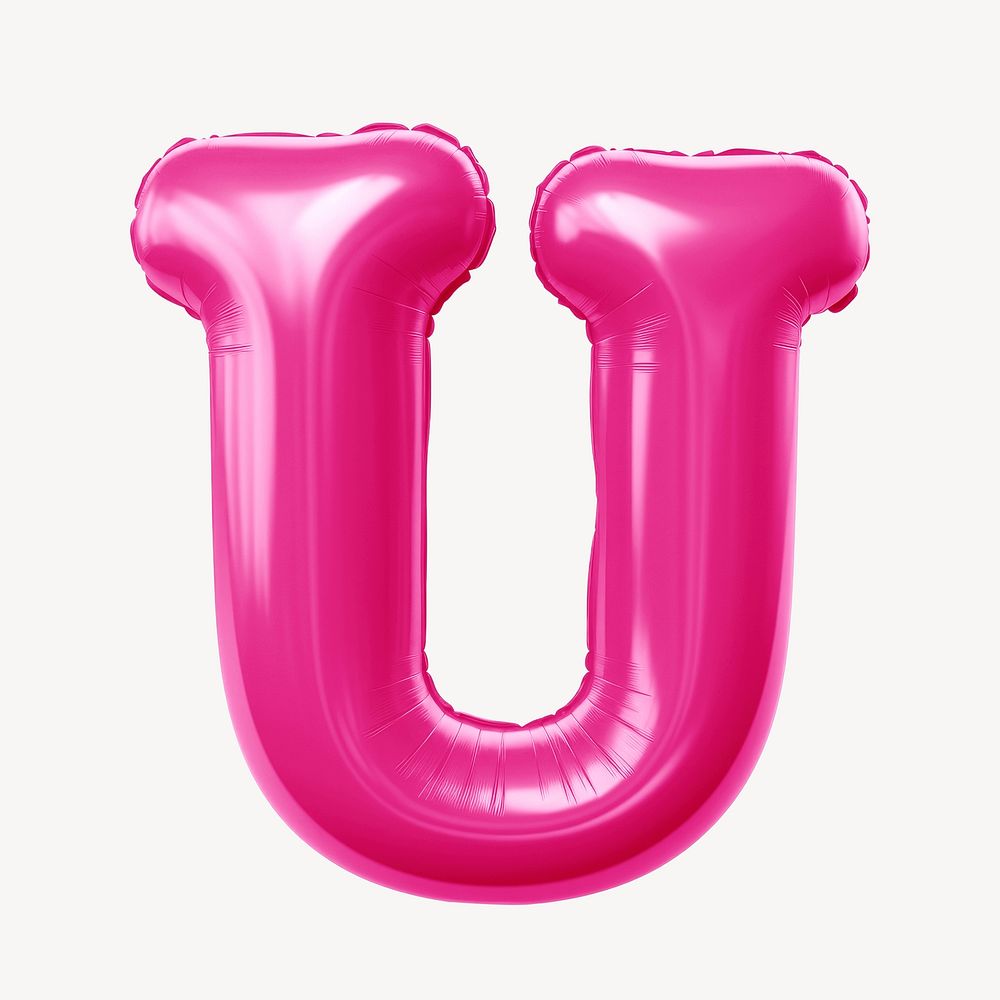 Letter U 3D pink balloon alphabet illustration