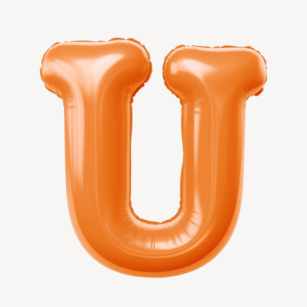 Letter U 3D orange balloon alphabet illustration