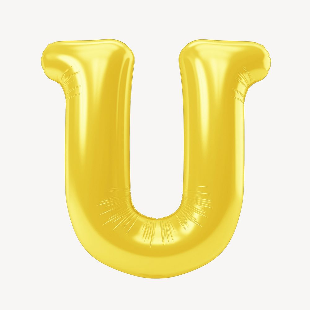 Letter U 3D yellow balloon alphabet illustration