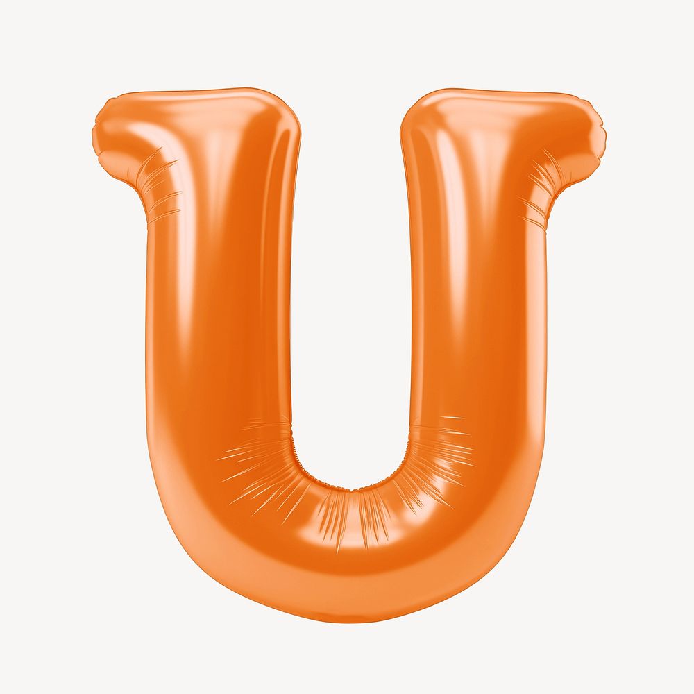 Letter U 3D orange balloon alphabet illustration