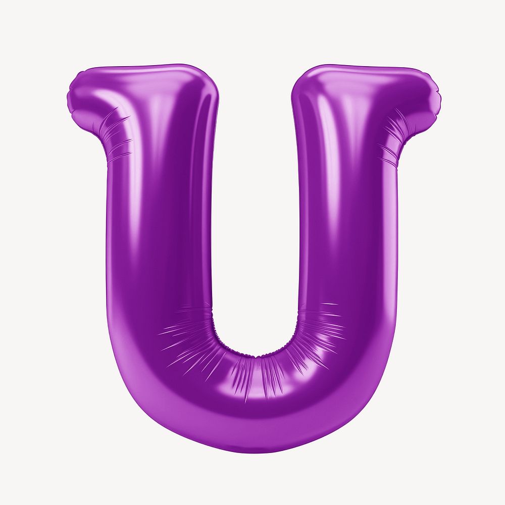 Letter U 3D purple balloon alphabet illustration