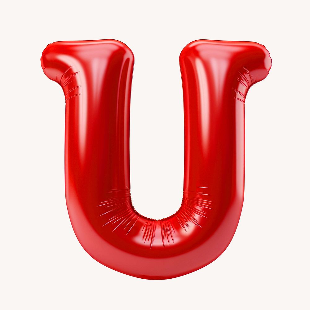 Letter U 3D red balloon alphabet illustration
