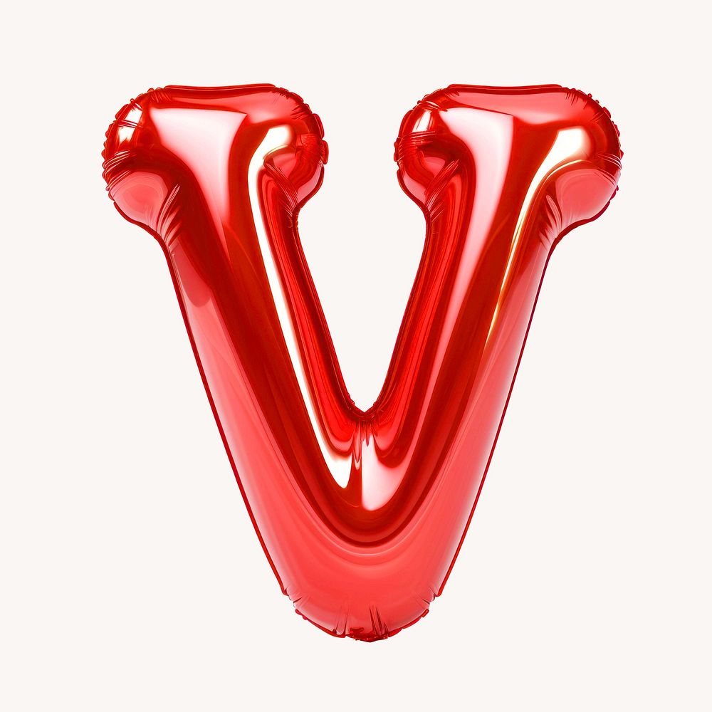 Letter V 3D red balloon alphabet illustration