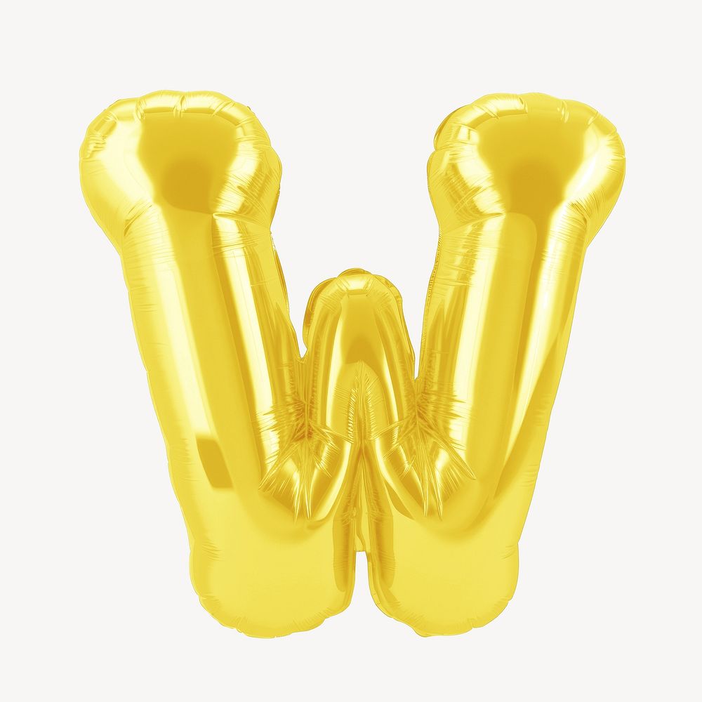 Letter W 3D yellow balloon alphabet illustration