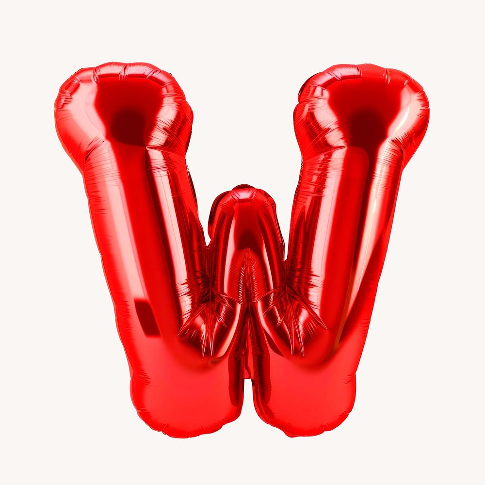 Letter W 3D red balloon alphabet illustration